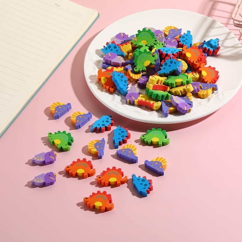Kleeblatt Large Dinosaur Erasers for Kids Bulk, 60 PCS Big Large Fun Desk Pets for Kids Classroom, Treasure Box Prizes,Party Favors for Kids Goodie Bags, Back to School Gifts for Ages Over 3 Students - Image 3